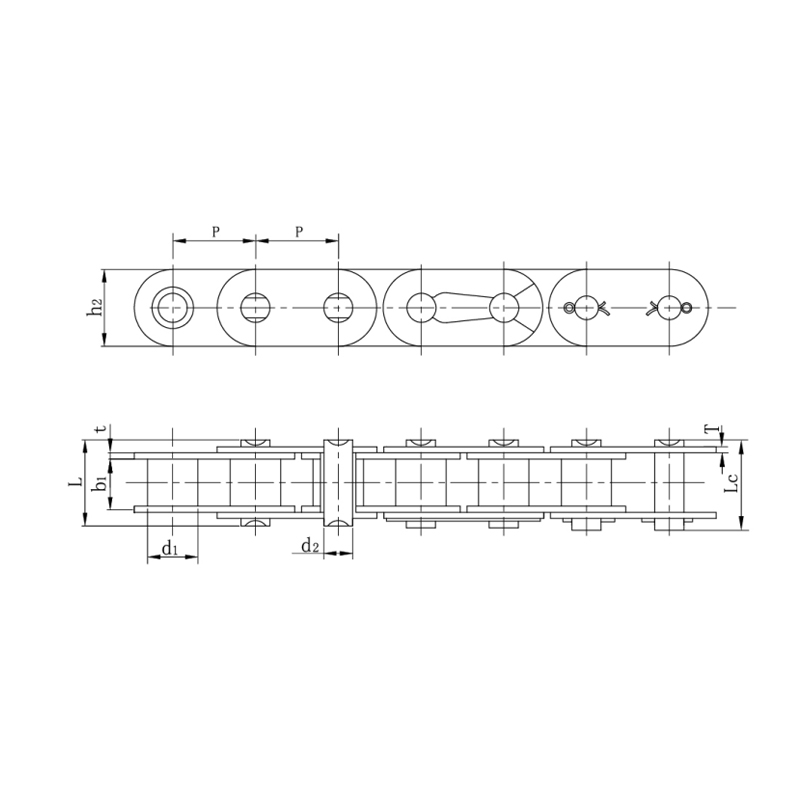 직선형 측면 플레이트가 있는 롤러 체인(A 시리즈)
