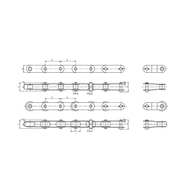 스테인레스 스틸 이중 피치 컨베이어 체인