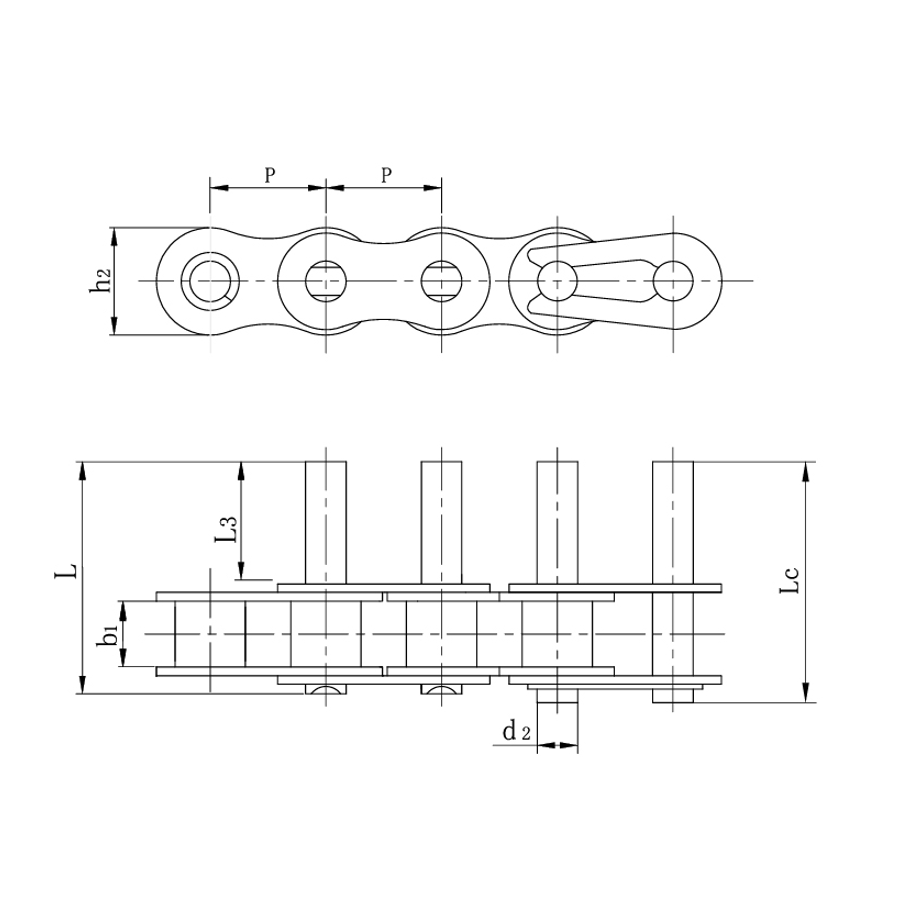 짧은 피치 컨베이어 체인 확장 핀