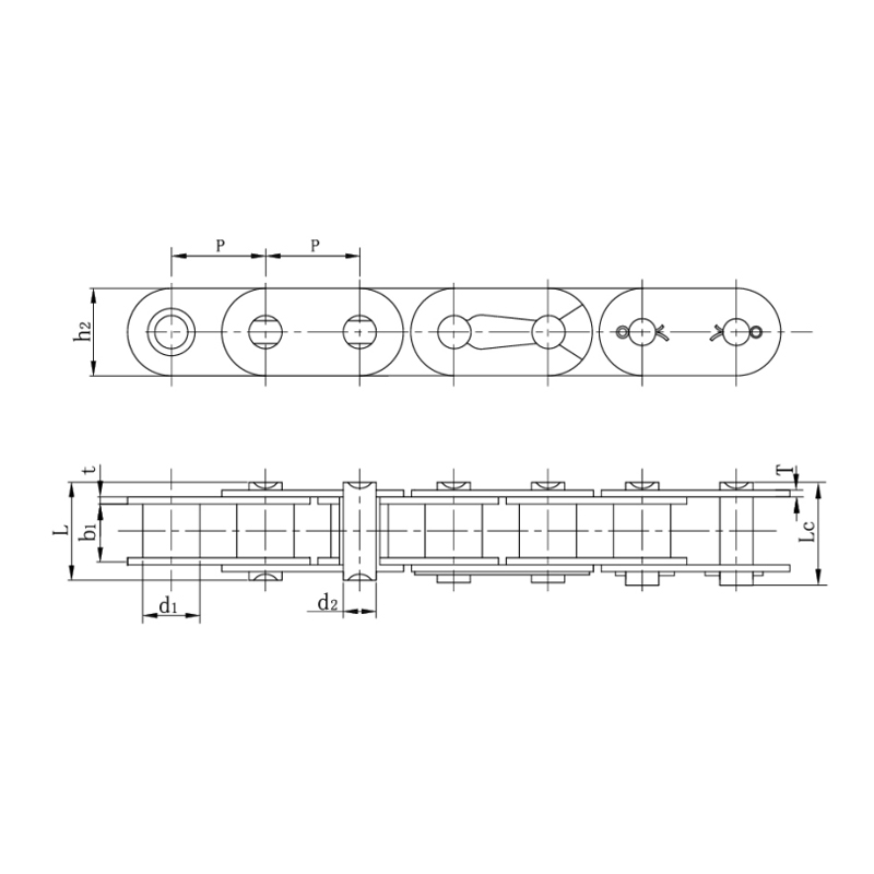 직선형 측면 플레이트가 있는 롤러 체인(B 시리즈)